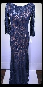JS Collections Ribbon Belt Paneled Lace Sz 8